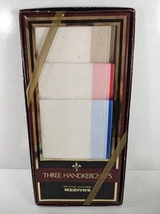 Vintage Mervyns Modern Classics for the Gentleman Fine Hankerchiefs 3 pack - Picture 1 of 6