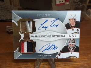2016-17 COREY PERRY JOHN GIBSON UD CUP DUAL SIGNATURE MATERIALS AUTO PATCH SSP - Picture 1 of 3