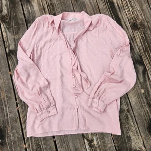 Loft Womans Button-Down Long Sleeve Blouse: Size Small, Neck Tie, Polka Dot - Picture 1 of 6