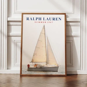 Póster vintage de yate Polo Ralph Lauren - arte de pared de revista de moda - Imagen 1 de 6