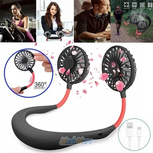 Portable Hanging Neck Sport Fan Lazy Neckband USB Rechargeable Mini Fan 3 Speeds - Picture 1 of 12