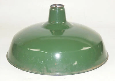 VINTAGE METAL SHOP LIGHT SHADES GREEN PORCELAIN ENAMEL D=16" GARAGE INDUSTRIAL - Image 1 of 4