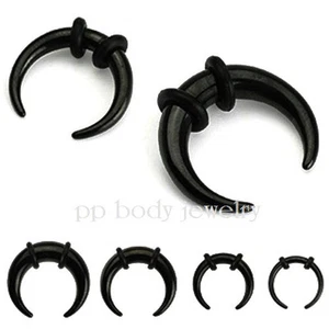 1pc. Black PVD Plated Steel Buffalo Taper Stretcher with O-Rings Ear & Septum - Picture 1 of 2