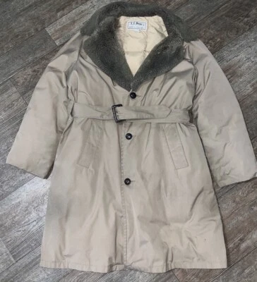 Trench coat masculino vintage LL Bean Down Mainer bege gola grande ganso para baixo Parka - Imagem 1 de 4