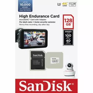 SANDISK HIGH ENDURANCE VIDEO MONITORING CARD WITH ADAPTOR 128GB SDSQQNR-128G - Picture 1 of 4