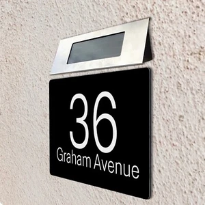 Personalised Solar House Sign | LED Light-Up Address Plaque | Wall Decor Signs - Picture 1 of 5