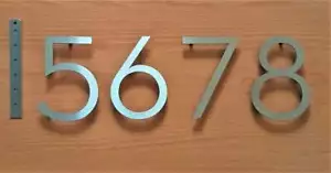4", 6" oder 8" große schwimmende Haus / Tür Zahlen massiv gebürsteter Edelstahl - Bild 1 von 35