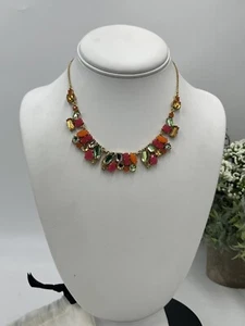 Kate Spade Bashful Blooms Multicolor Statement Rhinestone Gold Tone Necklace - Picture 1 of 14