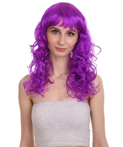 Women Long Curly Glamour Party Event Cosplay Neon Purple Wig HW-659 (Adult) - Picture 1 of 9