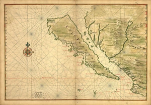 MAPPA SPAGNOLA CHE MOSTRA 1650 CALIFORNIA COME ISOLA - Foto 1 di 2