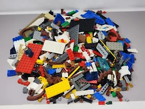 Mixed Lego Building Blocks Assorted Colors & Shapes Bulk Lot In Blue Bucket - Picture 1 of 8