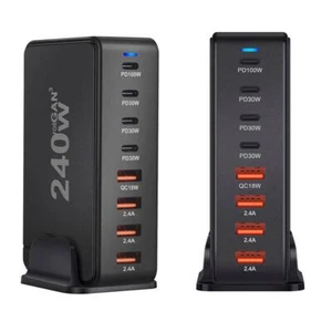 240W USB C Charging Station, GaN Compact 8-Port USB C Fast Charging Stati Hot I5 - Zdjęcie 1 z 23