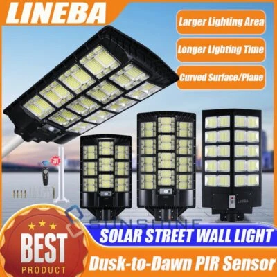 Commercial 9999999LM Outdoor Dusk to Dawn Solar Street Light IP67 Road Lamp+Pole - Image 1 of 4