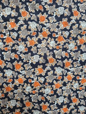 VTG Quilting Peter Pan Fabric Piece Cotton 20" X 25" Sewing Floral Orange - Image 1 of 4