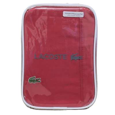 Par de fundas de almohada estándar lisa percal 100 % algodón Lacoste granate Foto 1 de 4