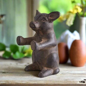 Primitive Bauernhaus Gusseisen stehende Schwein Figur - Bild 1 von 3