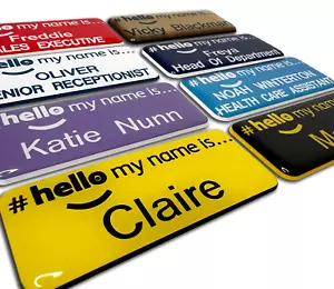 Premium Domed Engraved Hello my name is logo badge University College School - Picture 1 of 7
