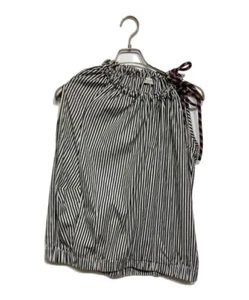 DRIES VAN NOTEN Women's Asymmetric Stripe Blouse Sleeveless Shirt Black White - Picture 1 of 4