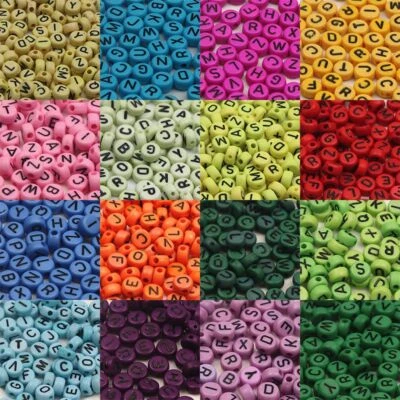 Letters Alphabet Acrylic Bead Round Flat Cube Loose Spacer Beads DIY Bracelets - Image 1 of 4