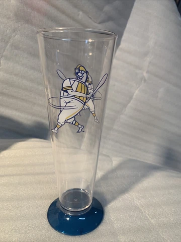 Vintage Pilsner Beer Milwaukee Brewers barrel man plastic glass MLB 9" tall Cover