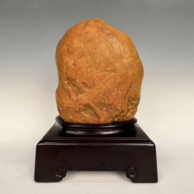 GONGSHI CHINO ERUDITO ROCA CERA AMARILLA EDAD INDETERMINADA MADERA BASE CHINA Foto 1 de 4