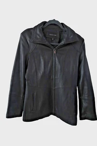 Chaqueta de cuero negra ajustada ajustada vintage Y2K años 90 para mujer talla mediana Jones NY - Imagen 1 de 17