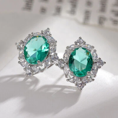 New Charming Mix Color Paraiba Green Citrine Gemstone Women Girls Stud Earrings - Image 1 of 4