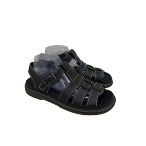 Dr. Martens Carolyn schwarze Fischer-Sandalen aus genarbtem Leder Y2K-Stil Damengröße 8 - Bild 1 von 8