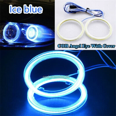 2x Ice Blue 60/65/70/75/80/85/90/95/100/110/120mm COB Angel Eye Halo Ring Light - Image 1 of 4