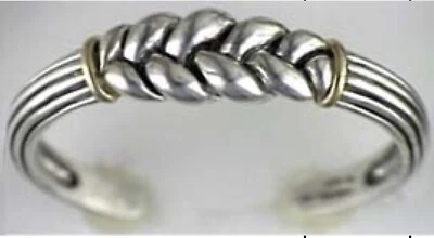 Brazalete KABANA Trenzado Plata de Ley y Oro 14K, Nuevo Foto 1 de 2
