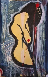 Last Chance ...Lucinda Lyons - 0riginal mixed media Nude - signed, - Picture 1 of 3