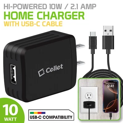 Cellet 10 Watt / 2.1 Amp Fast Charging USB-C Home Charger Compatible with iPhone - Image 1 of 4