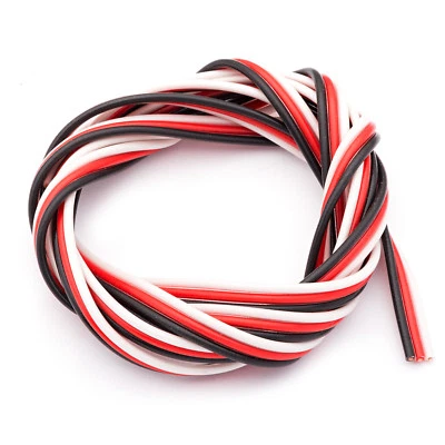 PVC Servolitze 3-adrig flach Futaba 0.25 qmm 65 x 0.07 mm hochflexibel sw ws rot - Bild 1 von 2