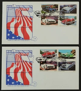 U.S. Used #3931/3935 37c Cars Blocks Lot/2 American FDC Society First Day Covers - Picture 1 of 1