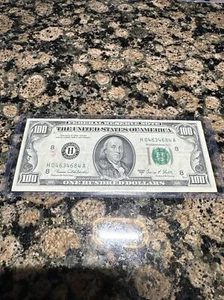 1969 C $100 US Dollar Bill Note, Franklin With Sleeve - Picture 1 of 8