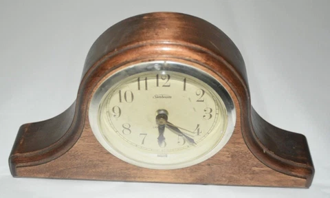 VINTAGE Sunbeam Lighted Dial Mantle Electric Wooden Clock **WORKS** Cover