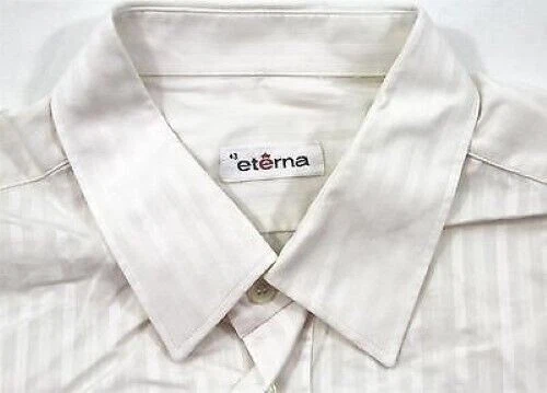 Camicia ETERNA Crema- Bianca A Righe Maniche Lunghe 43 Come Nuova #E3325 - Immagine 1 di 1