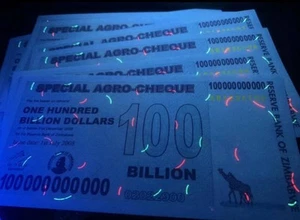 10 Zimbabwe 100 Billion Dollars Special Agro-Cheque, 2008, P-64z, UNC - Picture 1 of 2
