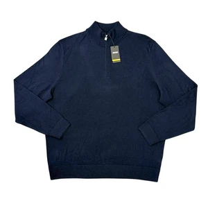 Jersey BOSS Para Hombres Azul Oscuro Cuarto Cremallera Prendas de Punto Con Logo - Birger_E Talla XXL - Imagen 1 de 8