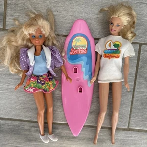 Vintage Skipper Puppe 1987 mit Barbie Mattel Pink California Surfbrett & Shirt, g11 - Bild 1 von 16