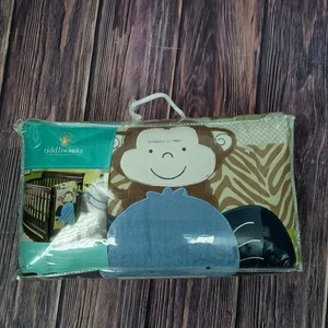 NEW Tiddliwinks Safari Friends 3pc Baby Crib Nursery Bedding Quilt Sheet Ruffle - Picture 1 of 4