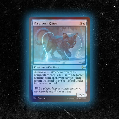 FOIL - Displacer Kitten - Custom MTG Card - High-Quality - Image 1 of 4