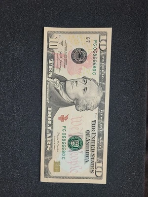 🔥🔥Fancy Serial Number -2017A Ten Dollar Bill🔥🔥 - Image 1 of 2