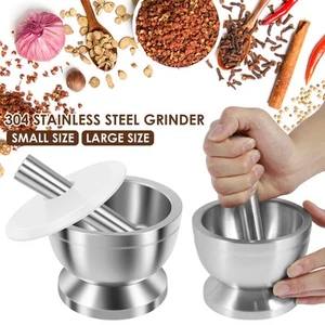 Stainless Steel Mortar and Pestle Set Efficient Spice Crusher with qiuTg - Picture 1 of 22