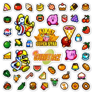 Kirby Super Star Gourmet Race Stickers Super Nintendo SNES Pixel 48 Sticker Pack - Picture 1 of 2