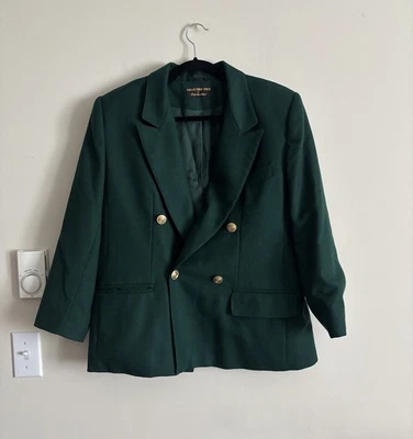 Blazer vintage Giorgio Sant Angelo para mujer 14 grandes lana verde dorado botón Foto 1 de 4