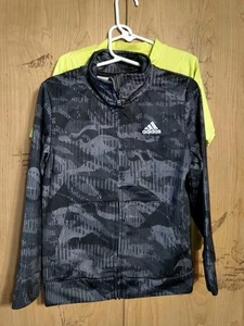 Adidas Kids Boys Size 5 Full Zip Mock Neck Jacket & Op Neon Yellow Shirt - Picture 1 of 8