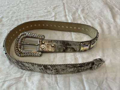 B B Simon Women’s M  Leather Studded Jeweled Belt - Image 1 of 4