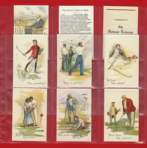 THE SEVEN AGES OF GOLF - NATIONAL EXCHANGE BANK - TRADE CARD SET - Exc. (LG06) - Picture 1 of 5
