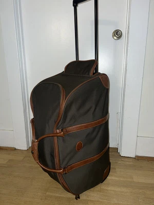 "Bolso de Lona de Viaje Longchamp Boxford Roller Cuero Gris Marrón 26.5"" XL De Colección" Foto 1 de 4